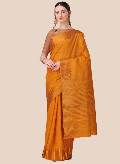 Soft Bengal Handwoven Linen Silk Zari Sari