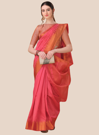 Soft Bengal Handwoven Linen Silk Zari Sari