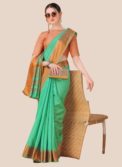 Soft Bengal Handwoven Linen Silk Zari Sari