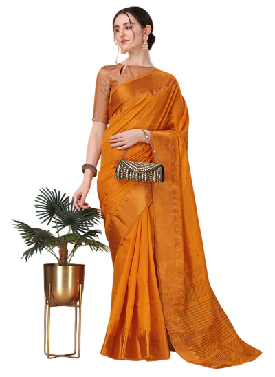 Soft Bengal Handwoven Linen Silk Zari Sari