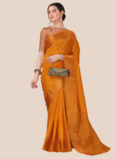 Soft Bengal Handwoven Linen Silk Zari Sari