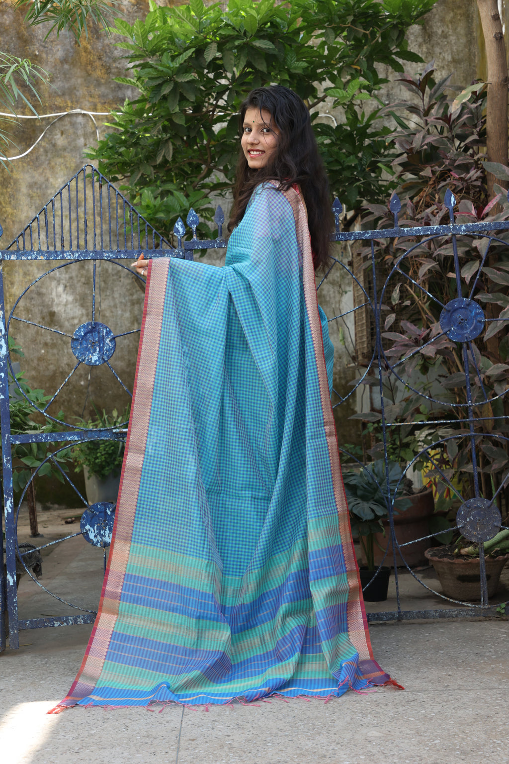 Traditional Checks Maheshwari Saree