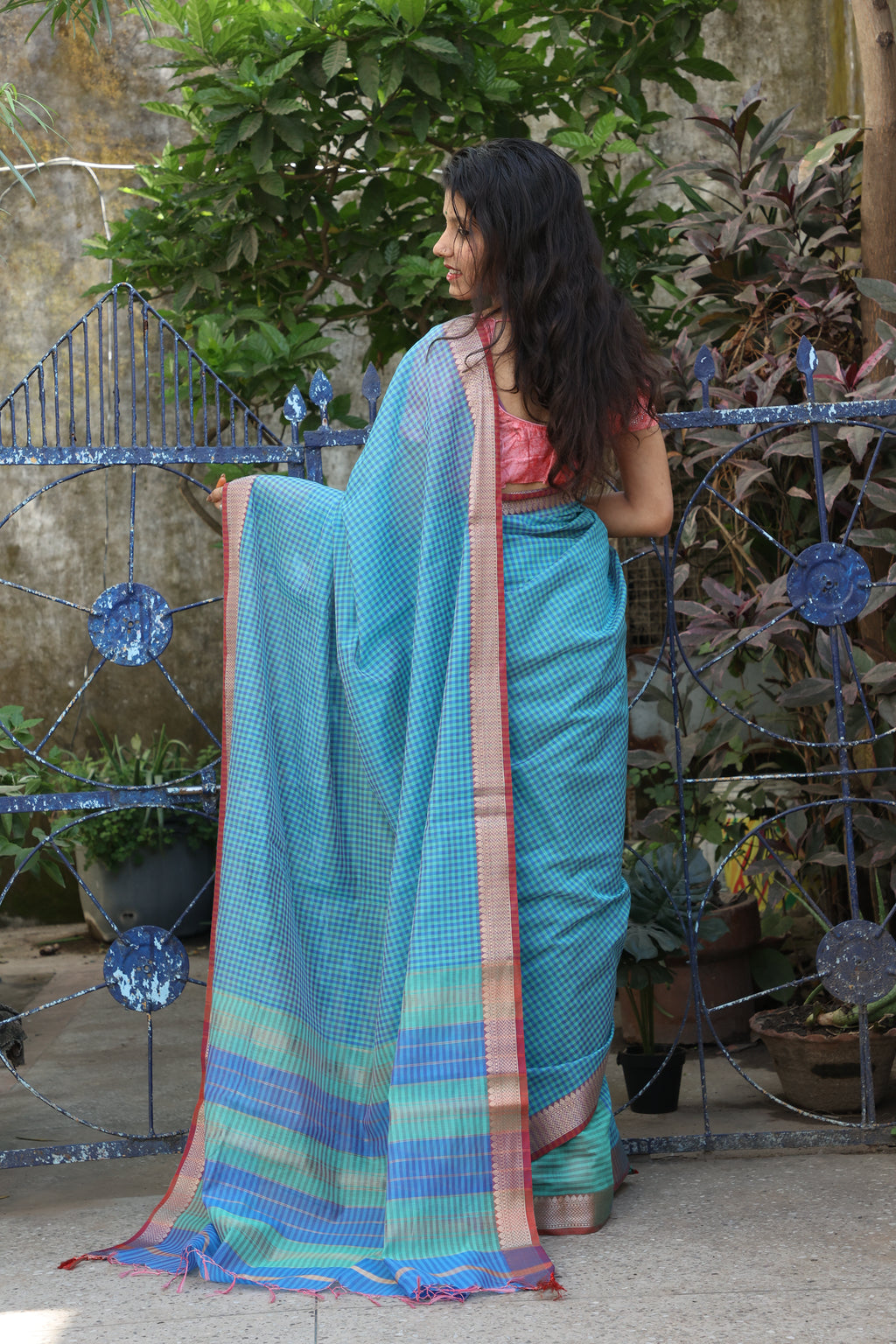 Traditional Checks Maheshwari Saree