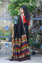 Multi Border Pallu Maheshwari Saree