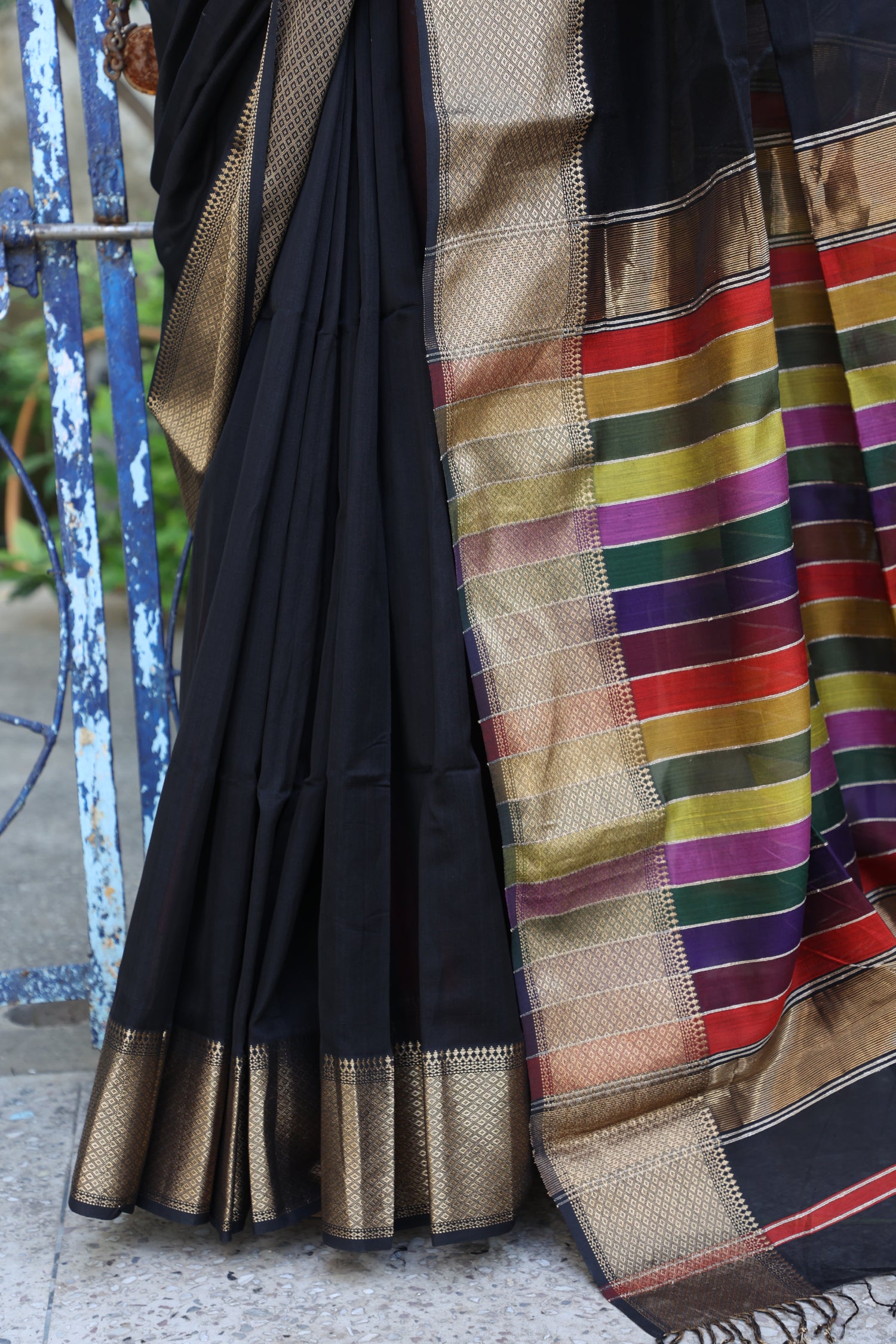 Multi Border Pallu Maheshwari Saree