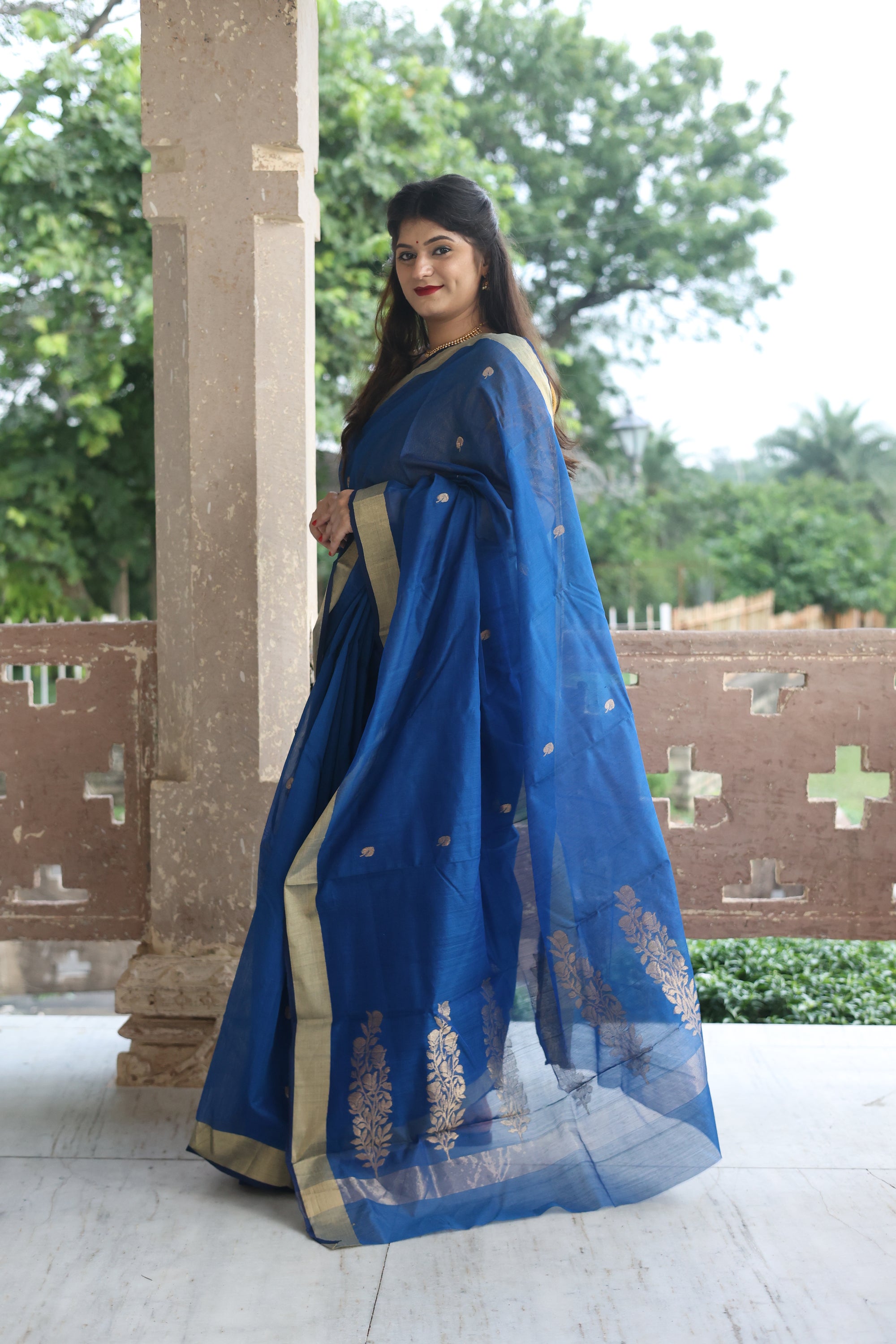 Leaf Whisper Chanderi Saree