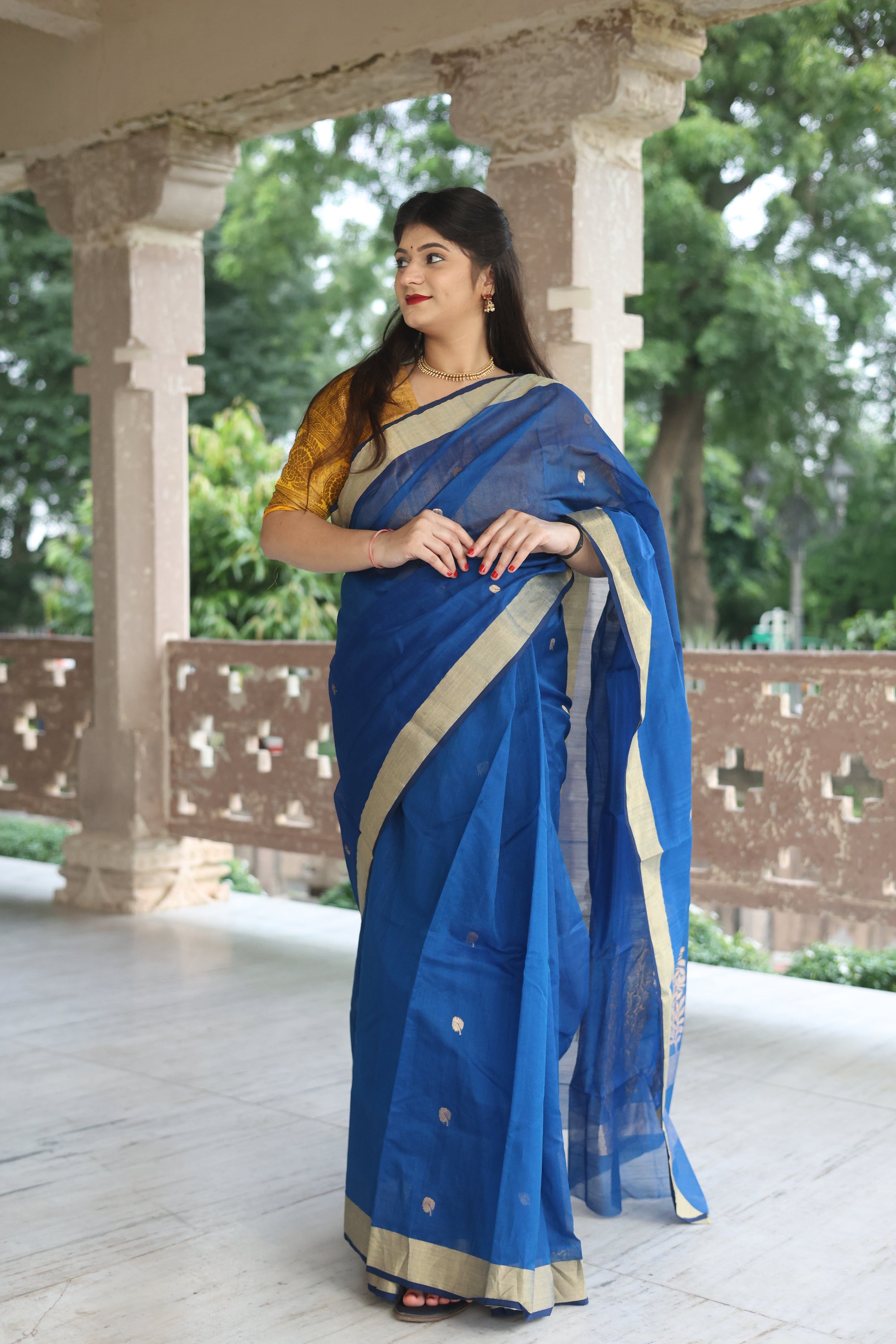 Leaf Whisper Chanderi Saree