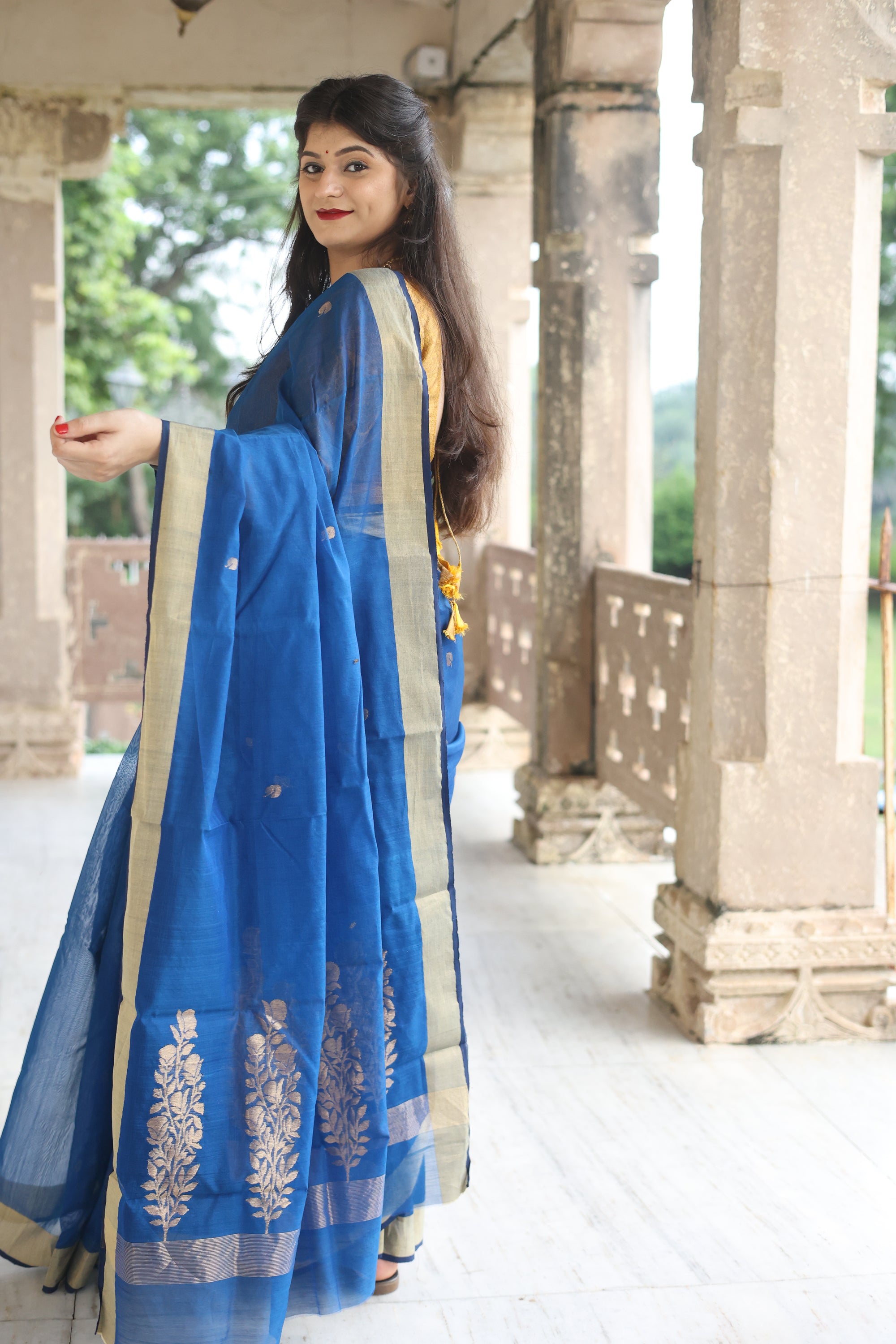 Leaf Whisper Chanderi Saree