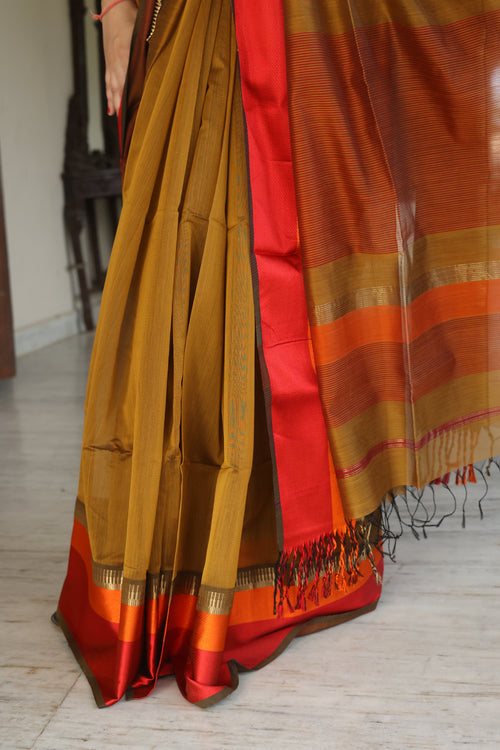 Maheshwari Radiance Saree with Multi-Colour Border