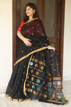 Multicolor Leaf Chanderi Saree