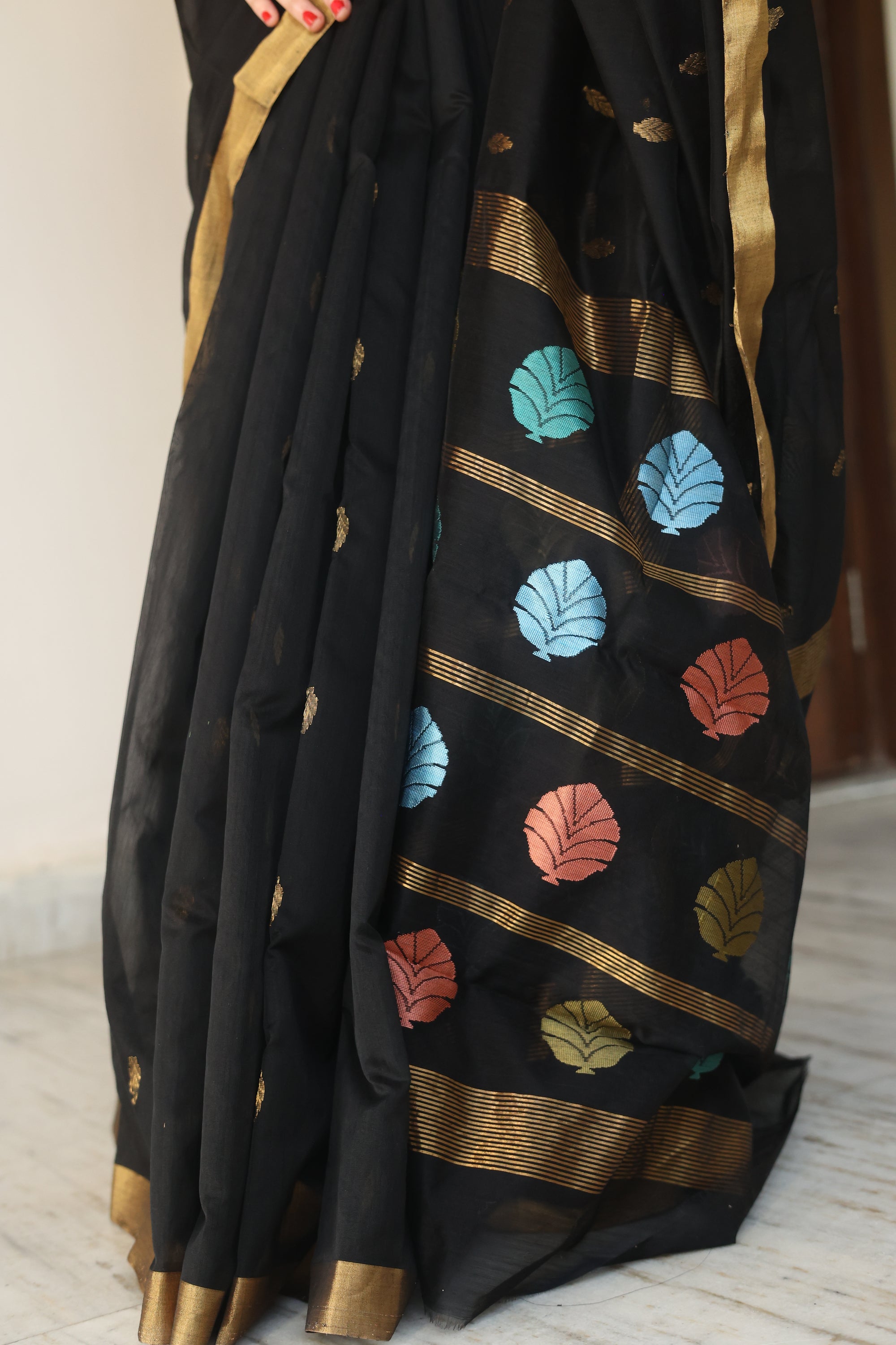 Multicolor Leaf Chanderi Saree