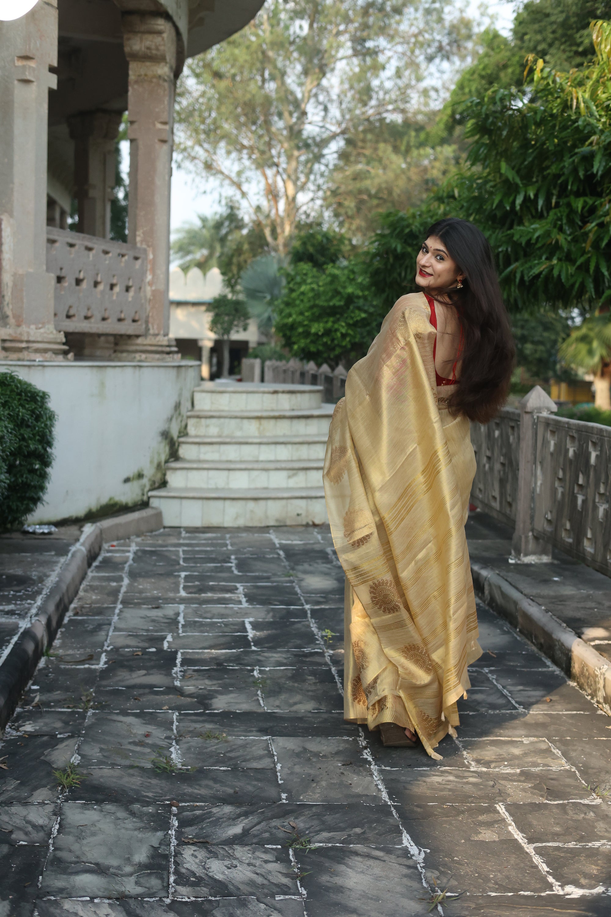 Tissue Silk Maheshwari Saree