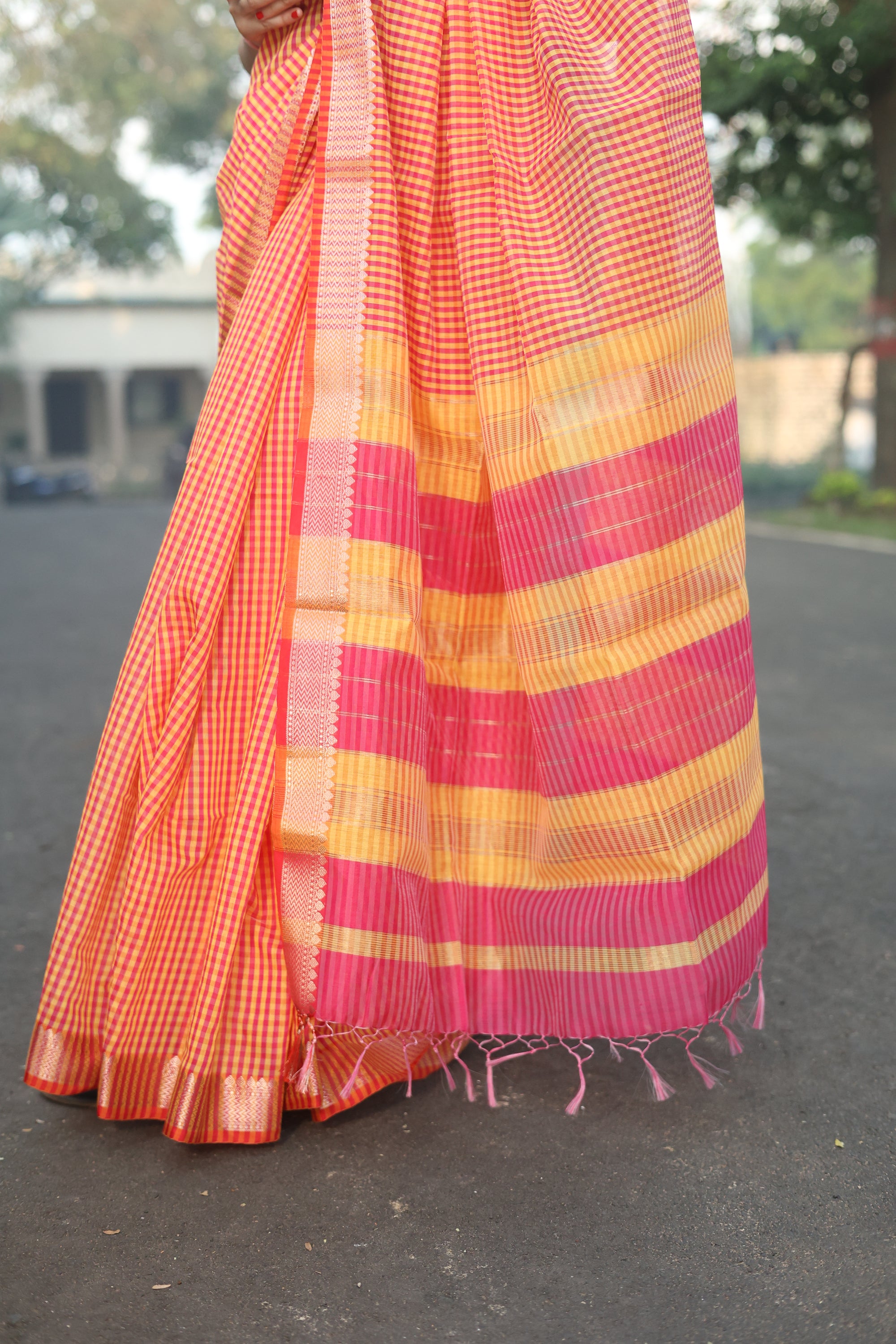 Traditional Checks Maheshwari Saree