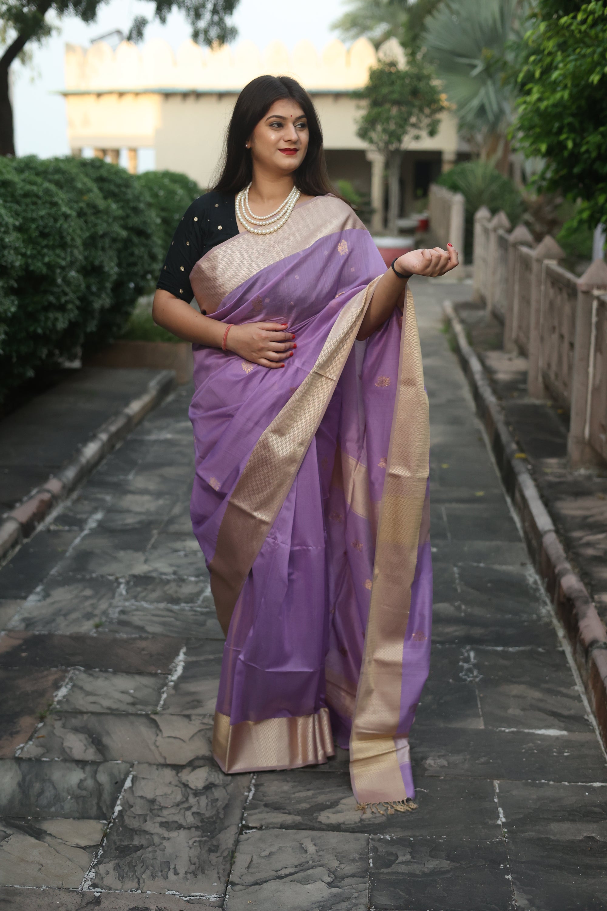 Lavender Bloom Maheshwari Saree