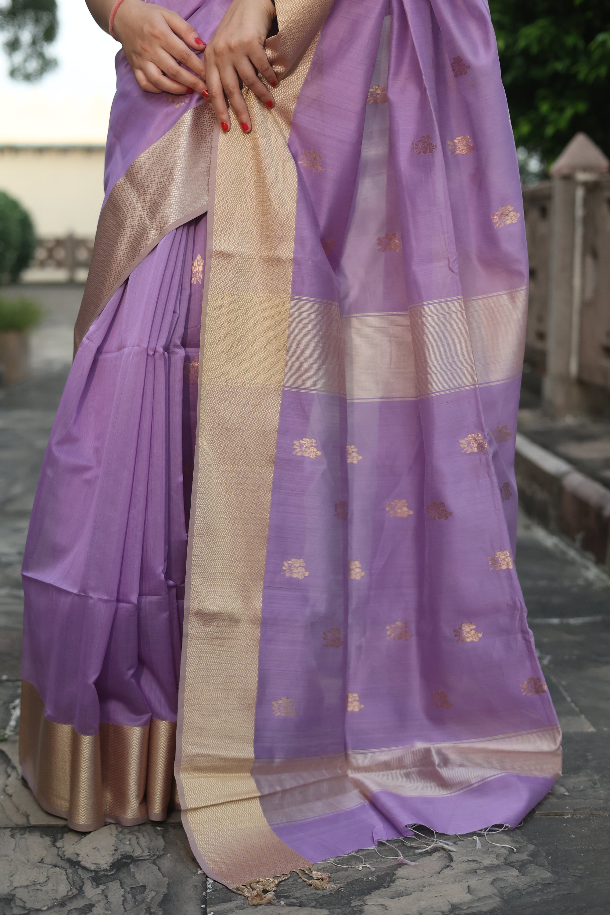 Lavender Bloom Maheshwari Saree