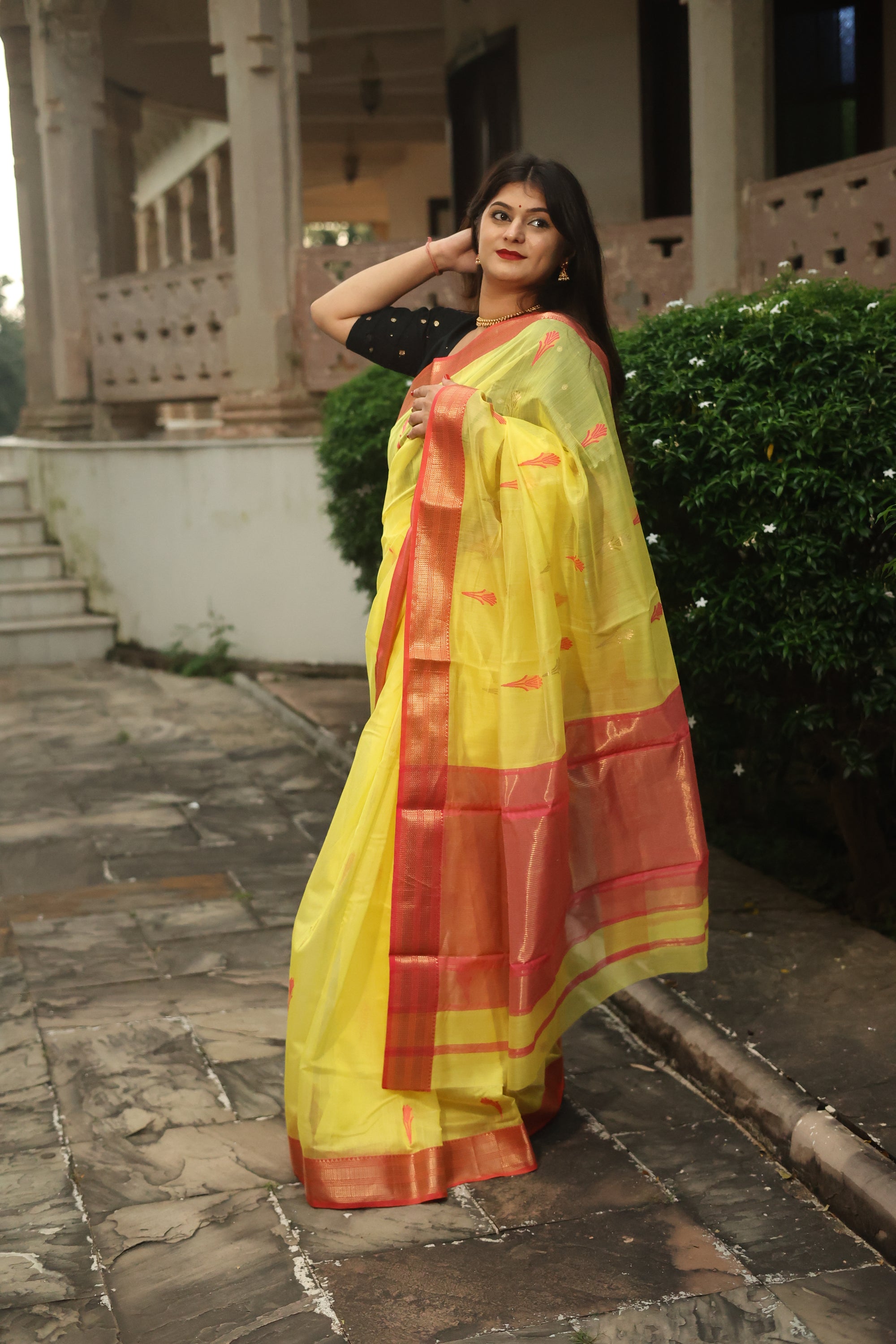 Marigold Zari Chanderi Saree