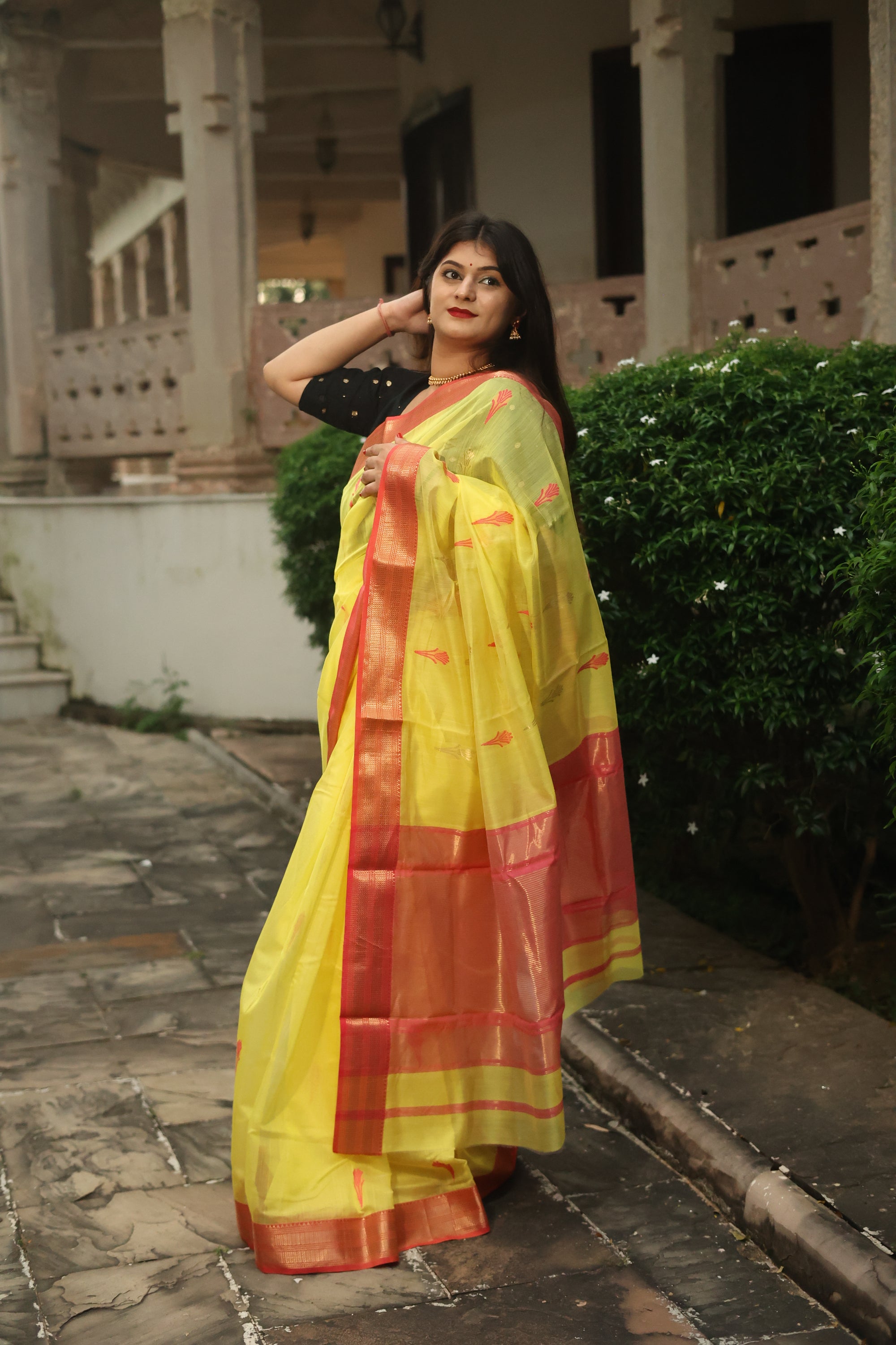 Marigold Zari Chanderi Saree