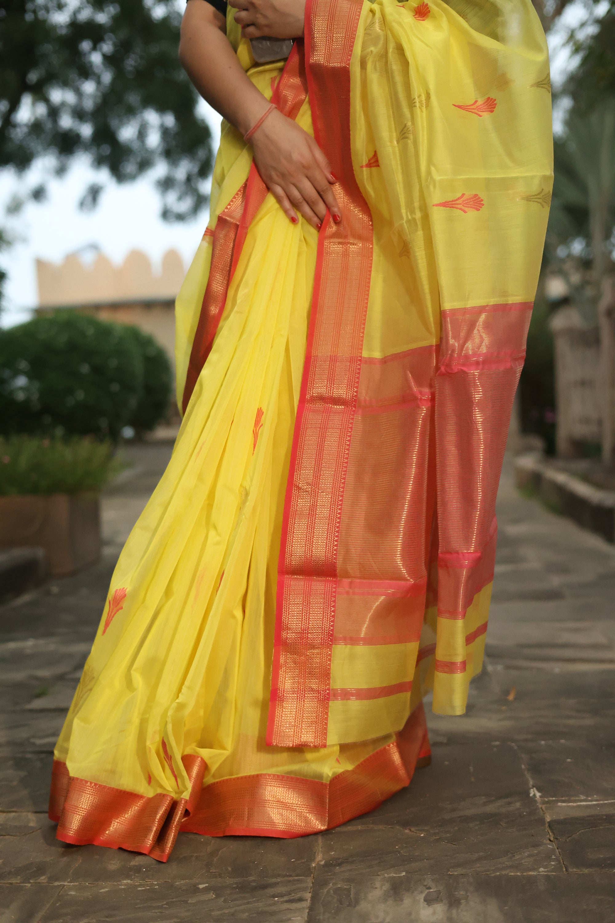 Marigold Zari Chanderi Saree