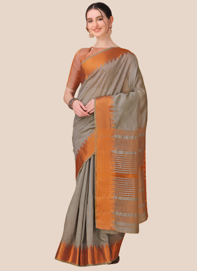 Soft Bengal Handwoven Linen Silk  Zari Sari