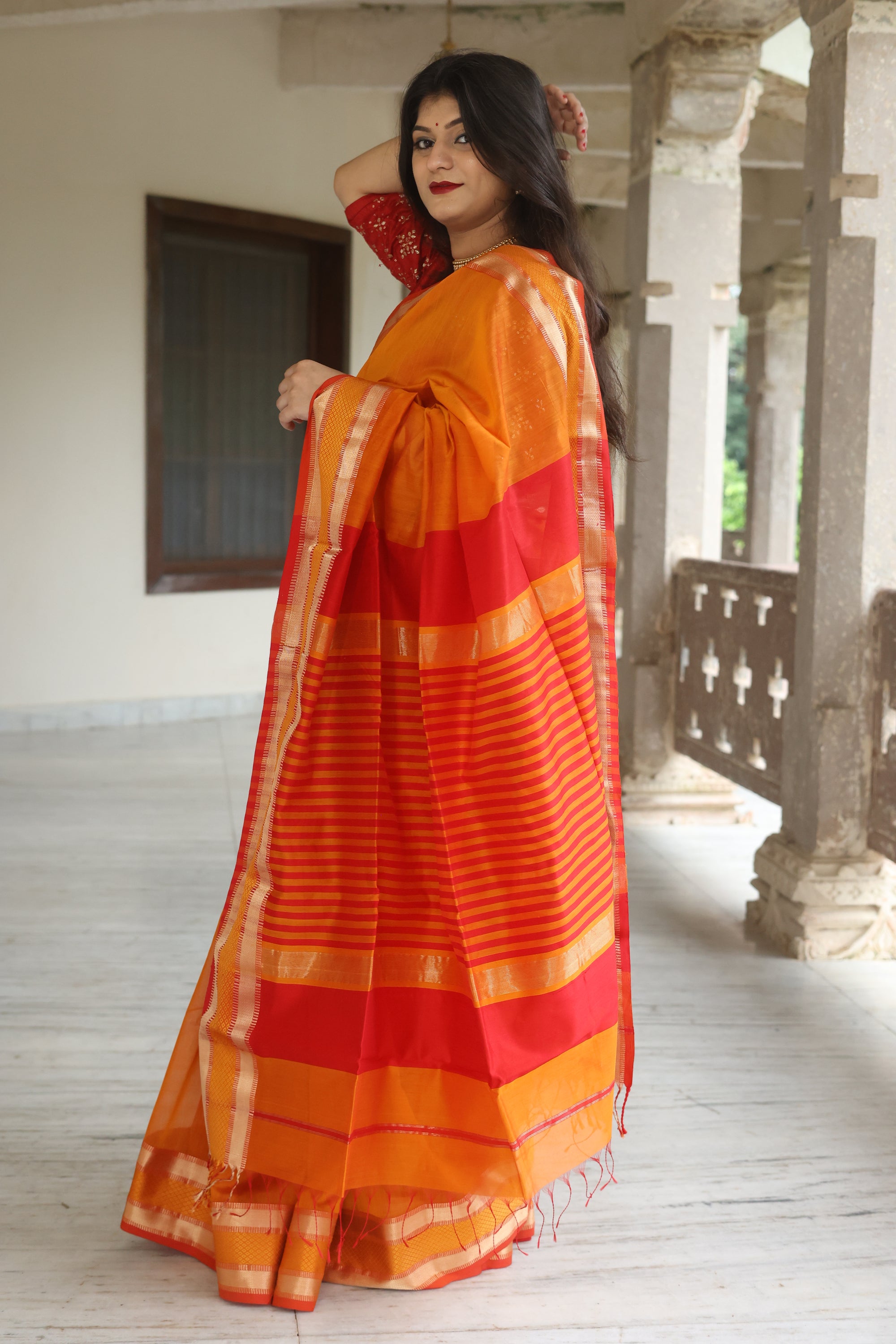 Maheshwari Timeless Stripes Saree